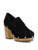 Osage Black Clogs Loafers in Fine Suede - OutletSavings