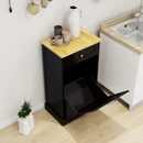 Black Tilt-Out Trash Cabinet with Drawer and Storage