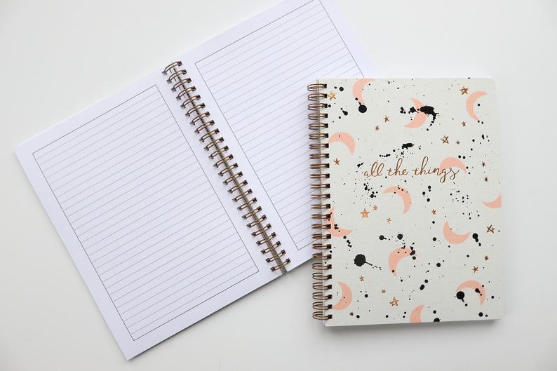 Celestial Foil Spiral Bound Hard Cover Notebook