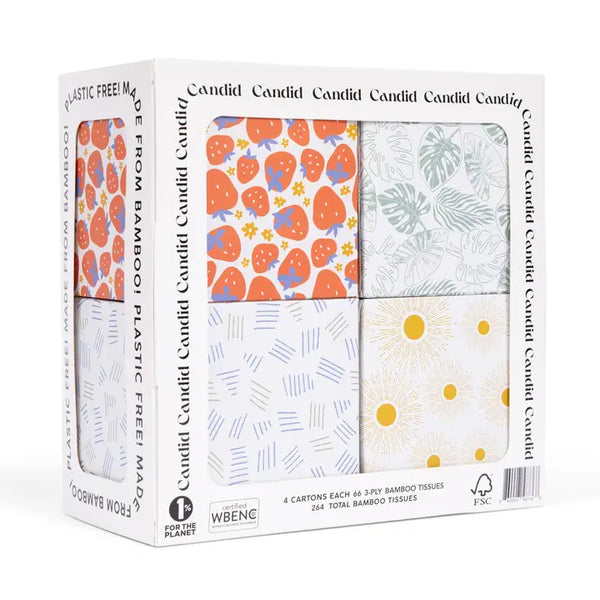 Square Facial Tissue, Four Pack