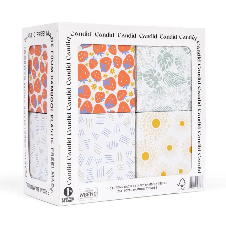 Square Facial Tissue, Four Pack