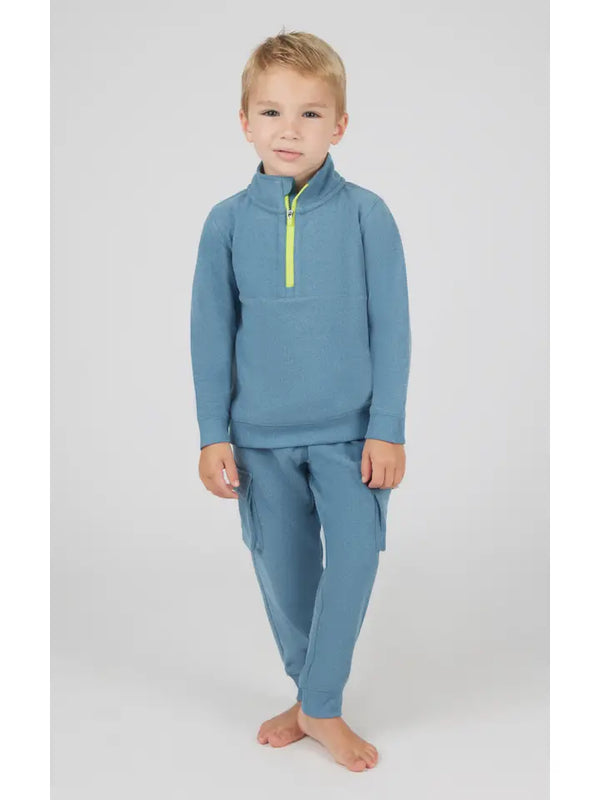 Toddler Boys Melange Fleece Half Zip and Jogger