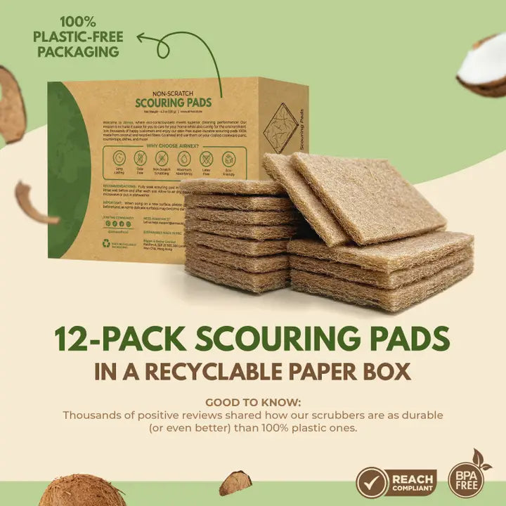 Eco-Friendly Scouring Pad - 12 Pack Coconut Scourer