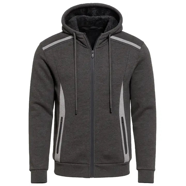 Men's Sherpa Fleece Lined Reflective Tech Zip Hoodie