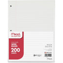 Mead Notebook Filler Paper, Wide-Ruled, 8" x 10 1/2", 3-Hole Punched, White, Pack Of 200 Sheets