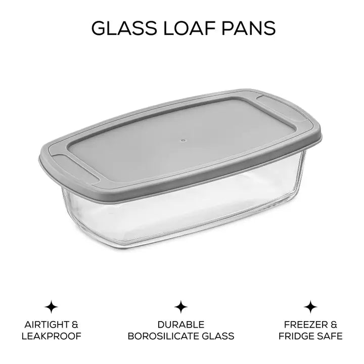 JoyJolt Glass Loaf Pans with Lids - Set of 3