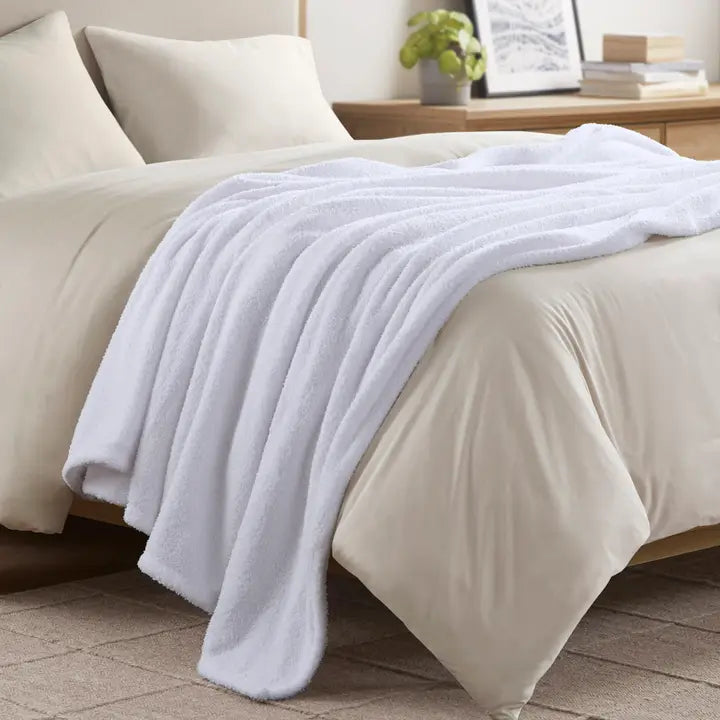 Solid Neutral Faux Feathersoft Blanket