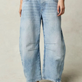 Washed Balloon Leg Denim Jeans with Belt