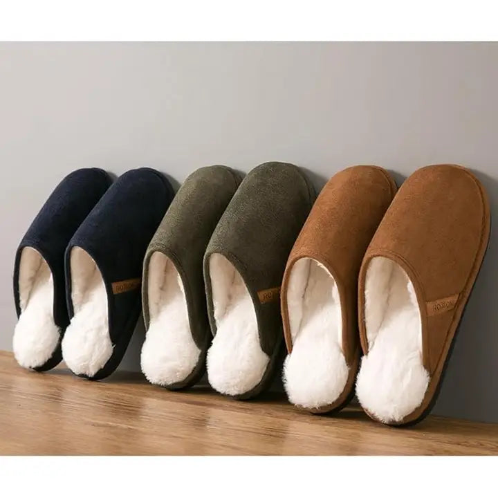 Roxoni Men's Warm Soft Furr House Memory Foam Slipper