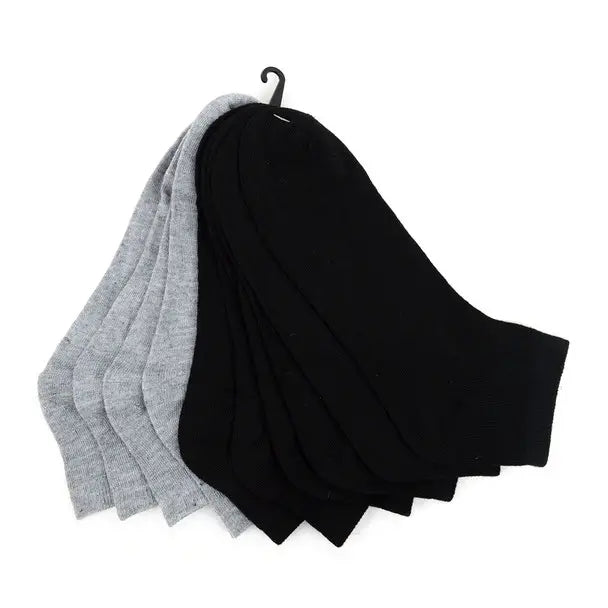 5 Pairs Men's Quarter Cut Black & Gray Socks Pack