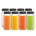 JoyJolt Reusable Glass Juice Bottles with Lids - Set of 8