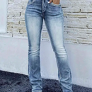Light Wash Embroidered Flare Denim Jeans