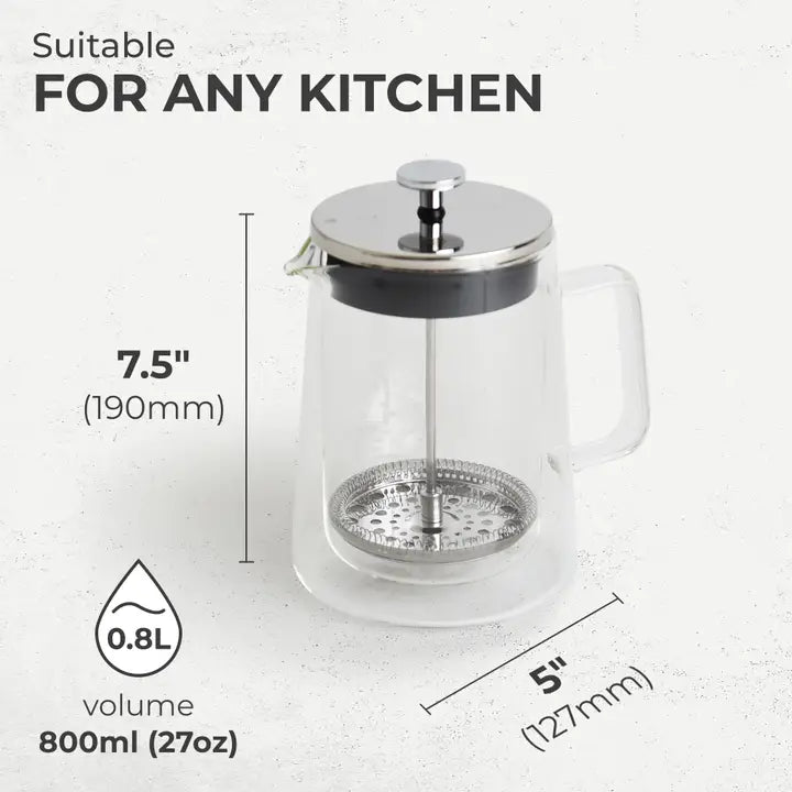 Kaffe French Press Coffee Maker. Double-Wall Glass (0.8L)