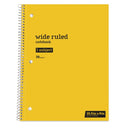 Just Basics Spiral Notebook, 8" x 10-1/2", Wide Ruled, 70 Sheets, Yellow