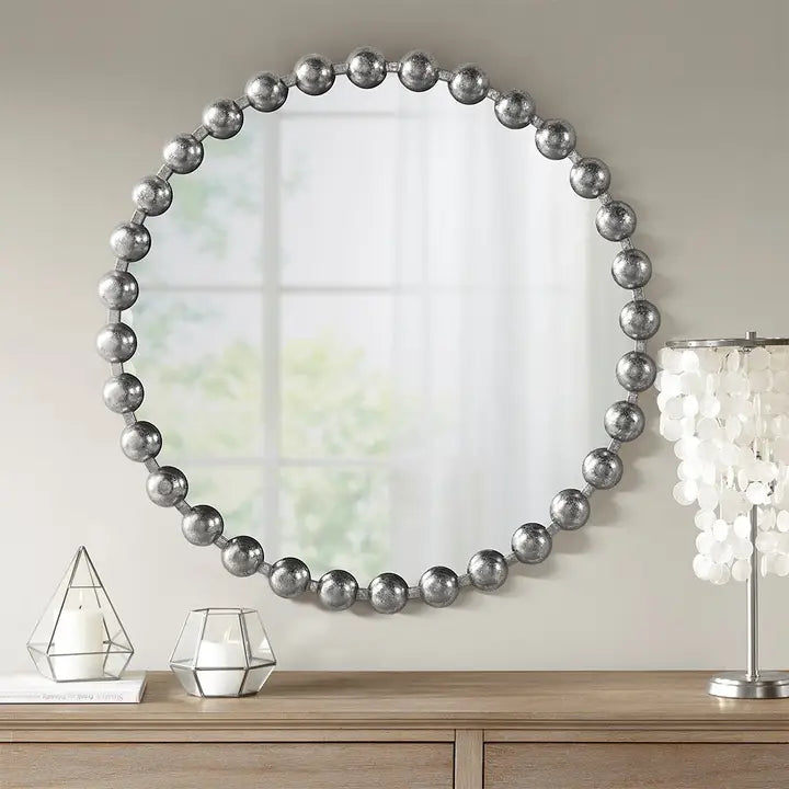 Round Iron Framed Wall Decor Mirror, Black