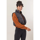Cropped Zipper Closure Puffer Vest
