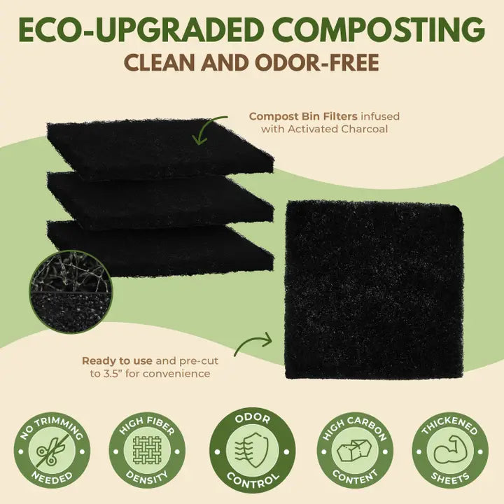 Activated Charcoal Compost Bin Filters 3.5" - Pack of 12