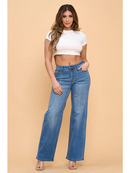 Mid-Low Rise Stretchy Wide Leg Denim Jeans