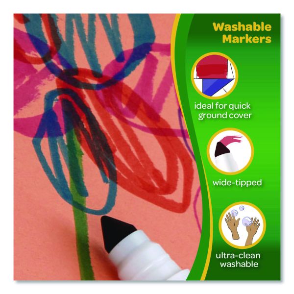 Crayola Ultra-Clean Washable Markers, Broad Tip, Assorted Classic Colors, Box Of 10