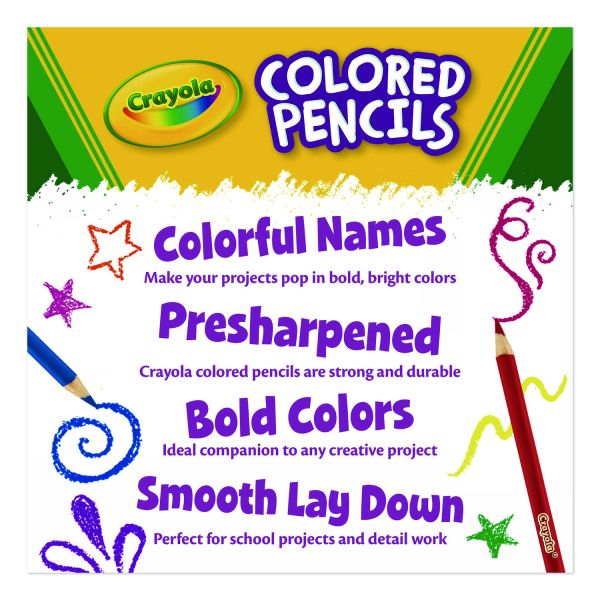 Crayola Colored Pencils, Assorted Colors, Set Of 12 Color Pencils
