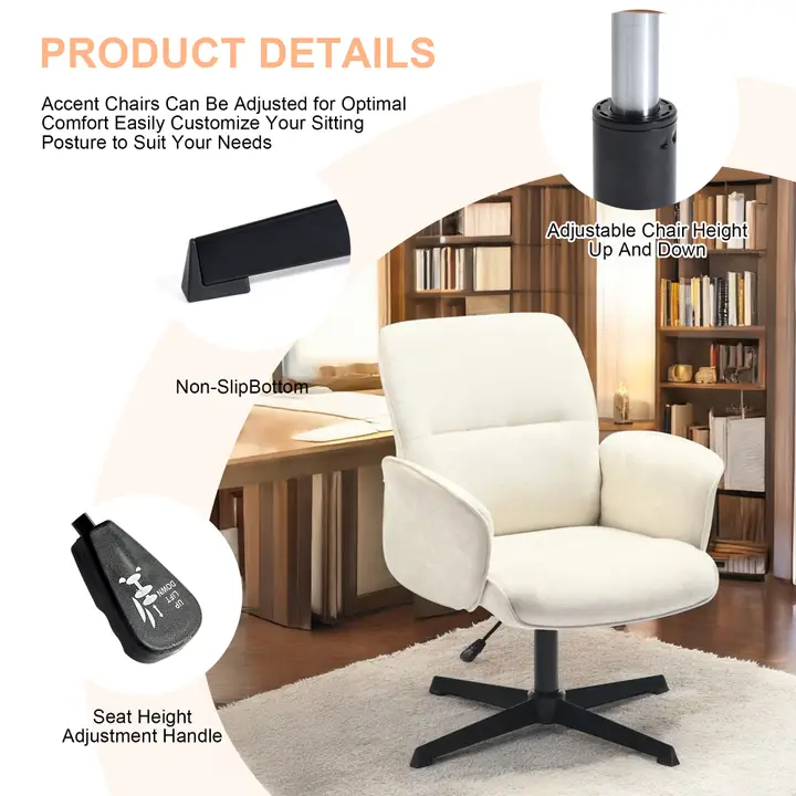Modern Functional Swivel Office Chair and Accent Chair-White
