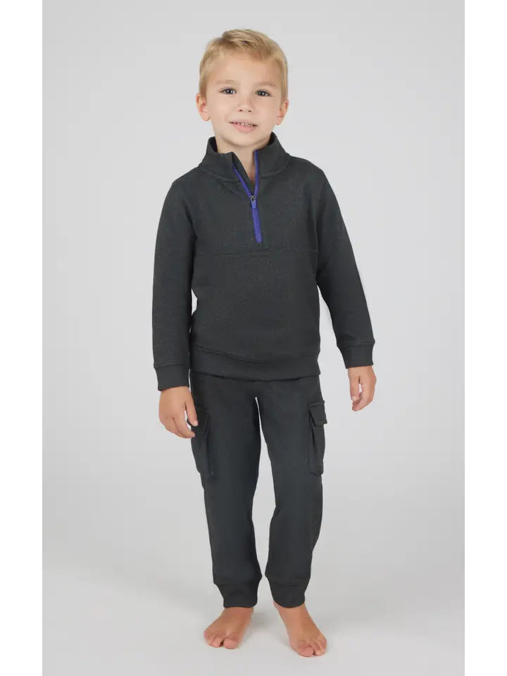 Toddler Boys Melange Fleece Half Zip and Jogger
