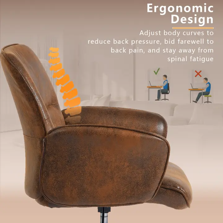 360° Swivel Adjustable Office, Accent and Vanity Chair Brown