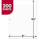 Mead Notebook Filler Paper, Wide-Ruled, 8" x 10 1/2", 3-Hole Punched, White, Pack Of 200 Sheets