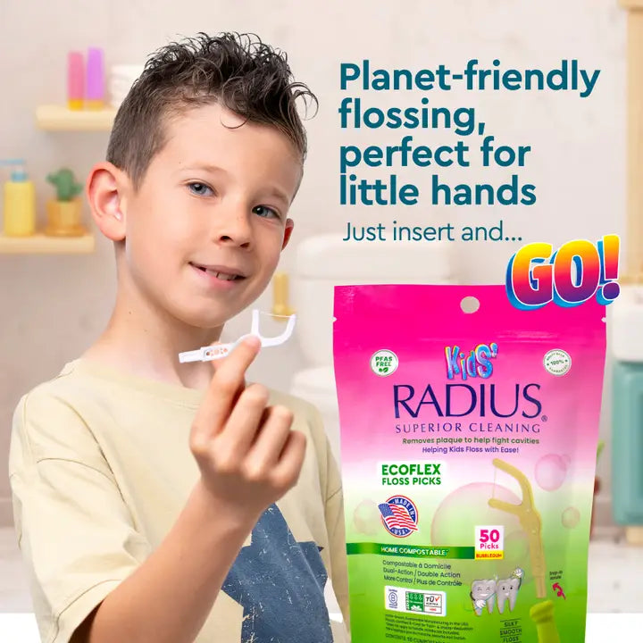 Floss Picks, Ecoflex Compostable Kids, Bubblegum, Refill 50