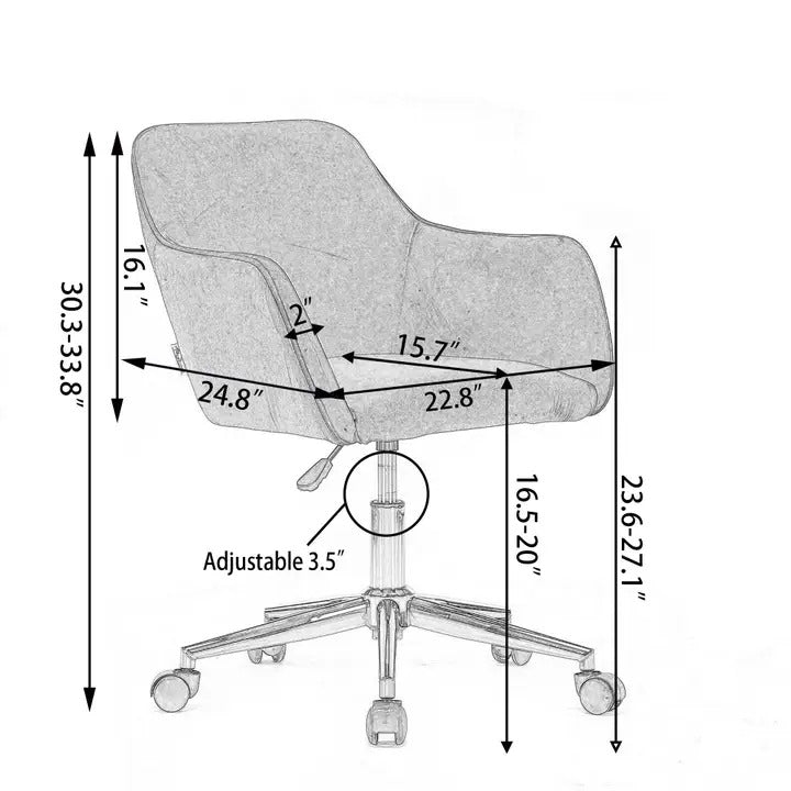 Modern White Teddy Fabric Adjustable Office Chair