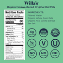 Willa's Organic Unsweetened Original Oat Milk