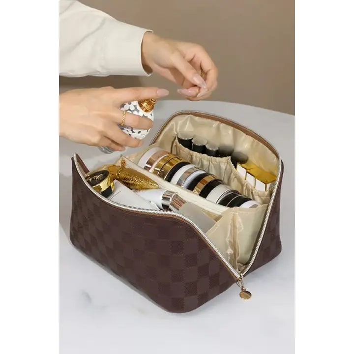 Vegan Leather Makeup Bag Solid Bag