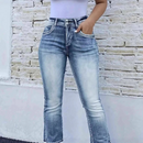 Light Wash Embroidered Flare Denim Jeans