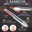 Tongs with Rubber Grip, Red 12"