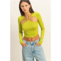 Cutout Long Sleeve Crop Top