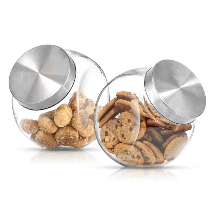 All-Sides Cookie Jar with Airtight Metal Lid, Set of 2
