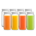JoyJolt Reusable Glass Juice Bottles with Lids - Set of 8