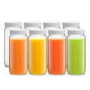 JoyJolt Reusable Glass Juice Bottles with Lids - Set of 8