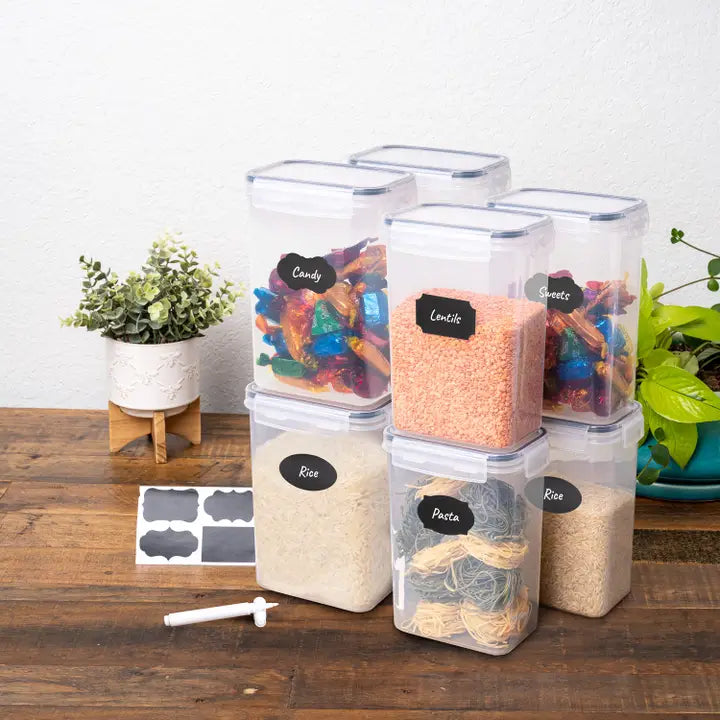 2-Liter Plastic Food Storage Containers Set of 8 with Labels