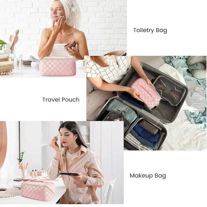 Vegan Leather Makeup Bag Solid Bag