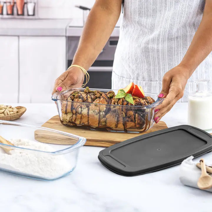 JoyJolt Glass Loaf Pans with Lids - Set of 3