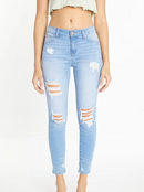 Mid Rise Distressed Ankle Skinny Jeans