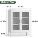 Metal Storage Cabinet with Mesh Doors, Adjustable Shelves