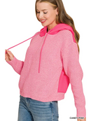 Textured Sweater Contrast Hoodie