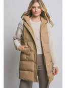 Hooded Long Quilted Puffer Vest