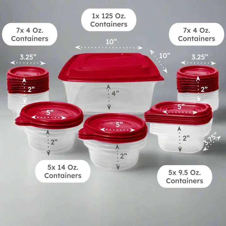 Nested 50-Piece Plastic Food Storage Container Set