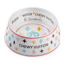 White Chewy Vuiton Dog Bowl - 3 Sizes!! Dog Food Bowl