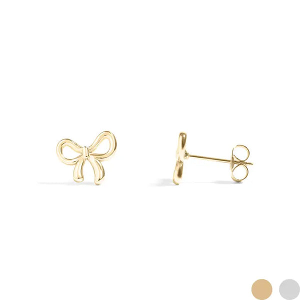 18K Gold Pvd Stainless Steel Bow Stud Earrings