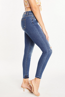 Mid Rise Distressed Ankle Skinny Jeans