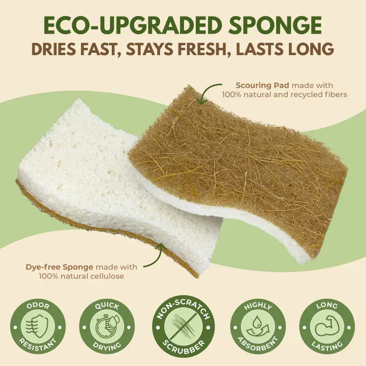 Eco Kitchen Cleaning Supplies - 4 Pack Reusable Sponges